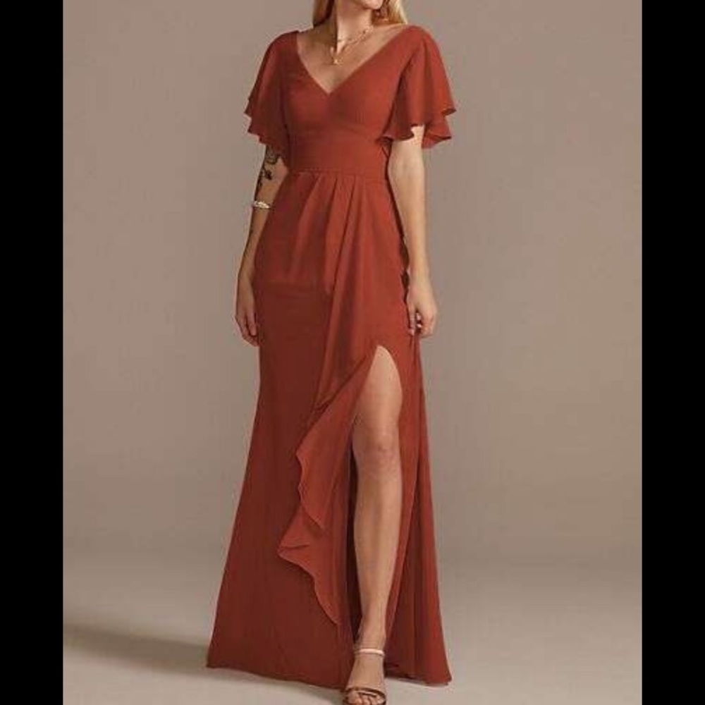 David’s Bridal Flutter Sleeve Bridesmaids Dress